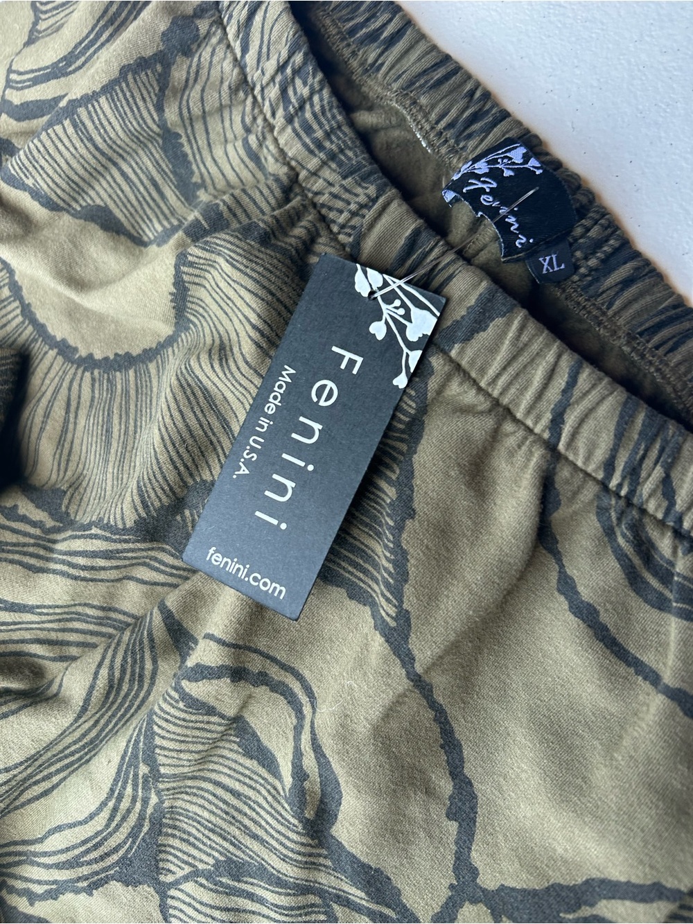 Fenini nwts. Olive Abstract Print Wide-Leg Pants - Picture 2 of 12